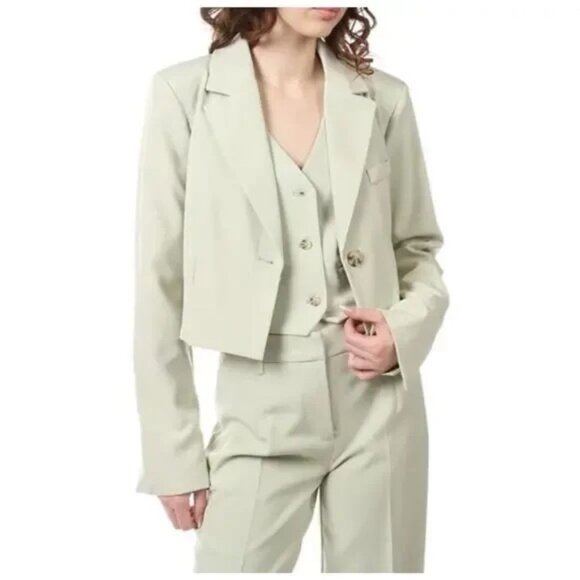 Anthropologie Avec Les Filles Womens XL Sage Green Cropped Blazer Jacket - Picture 1 of 6